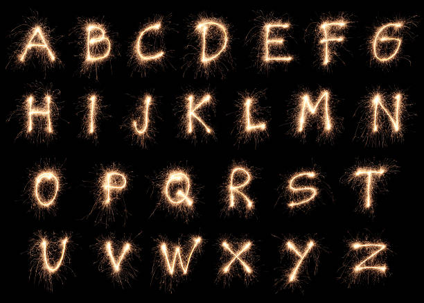 Sparkling Alphabet XXXL The alphabet made with sparklers.New Year letter f photos stock pictures, royalty-free photos & images