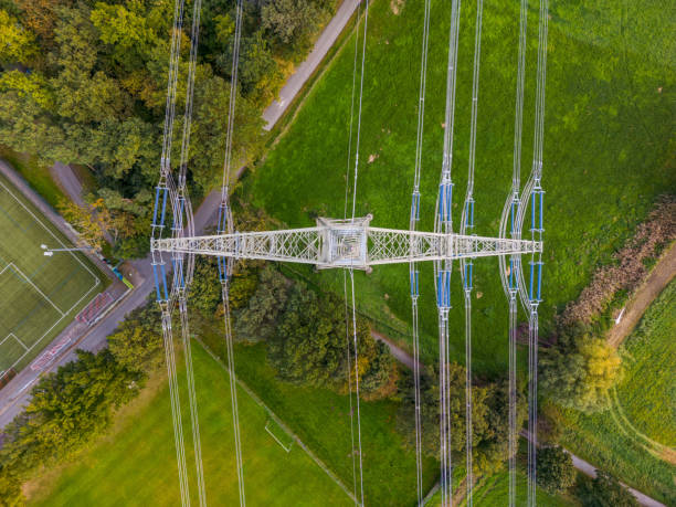 istock Power pole in nature photographed directly from above 1739055855