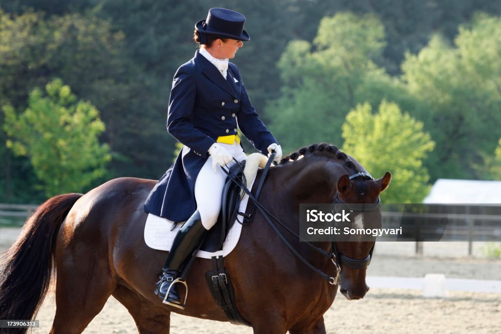 Giovane dressage rider prima della concorrenza - Foto stock royalty-free di Dressage