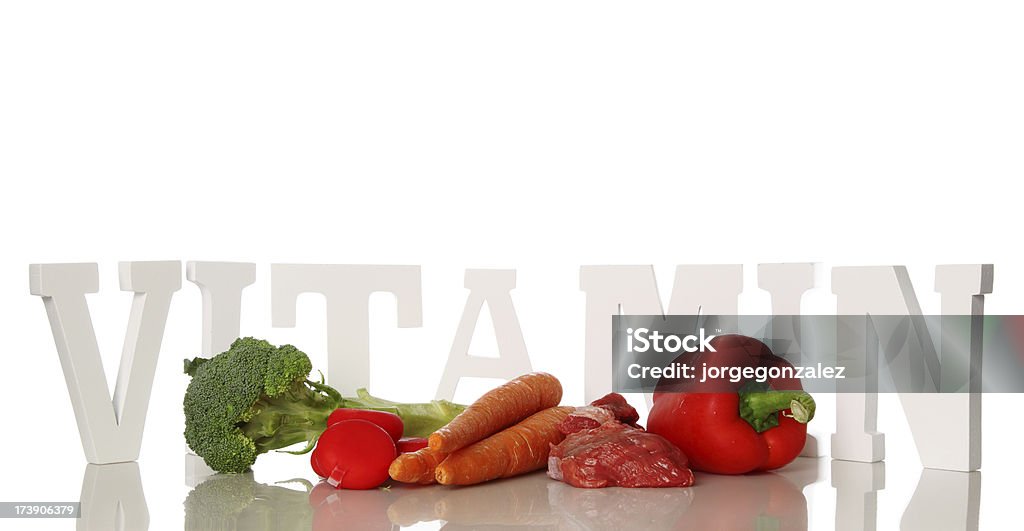 Vitamin-Wort und Speisen - Lizenzfrei Brokkoli Stock-Foto