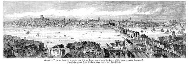London before the Great Fire vector art illustration