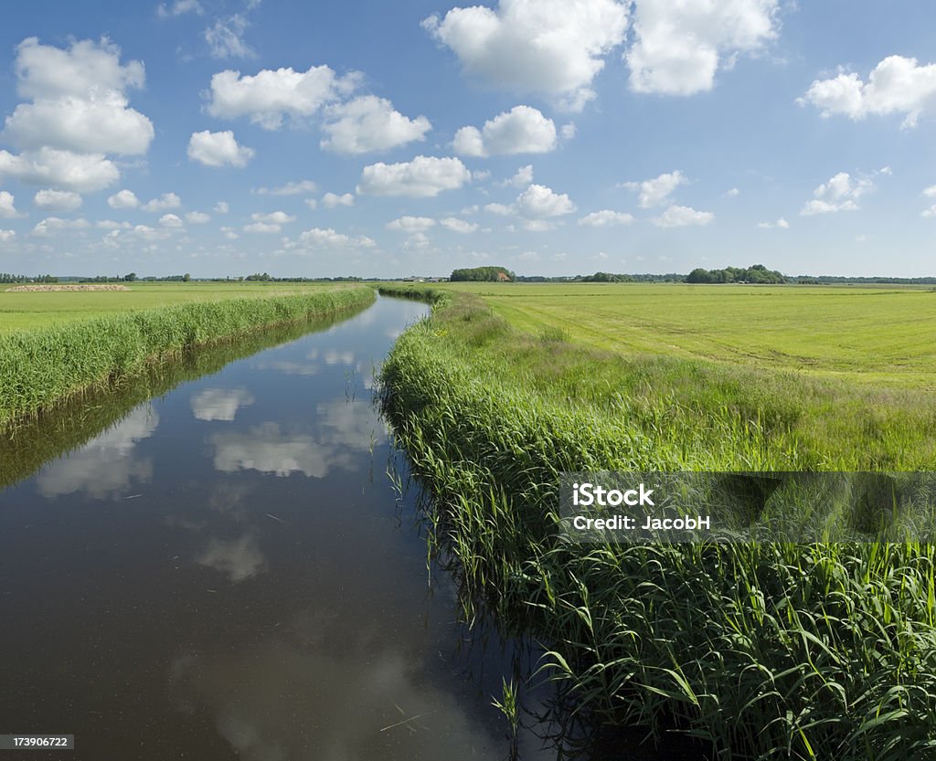 Frühling Landschaft mit geschwungenen Graben - Lizenzfrei Biegung Stock-Foto