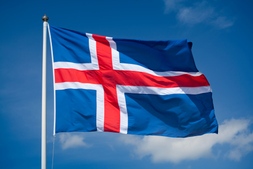 The flag of Iceland waving in the wind.