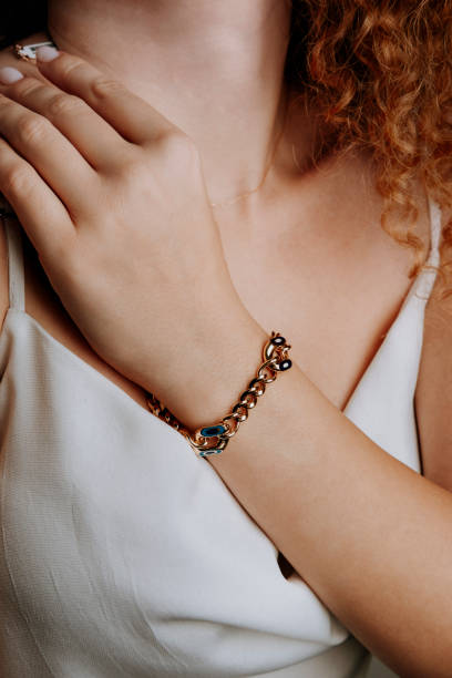 istock Diamond gold bracelet for young women 1739074951