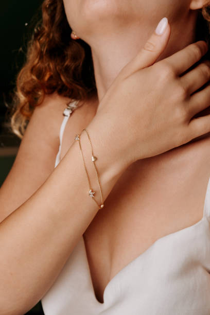 istock Diamond gold bracelet for young women 1739074970