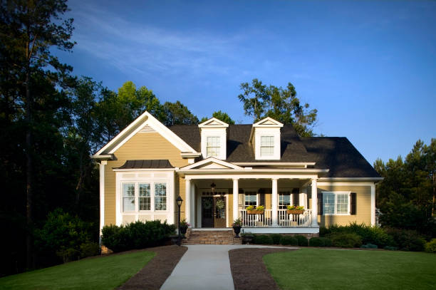 istock Surburban House Exterior at dusk 173907648