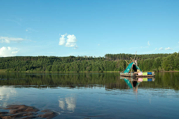Embankment of Northern Dvina river view on Pur-Navolok cape, Arkhangelsk, Russia