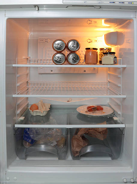 istock bachelor fridge - beer, an egg, sauces, old fruit 173908096