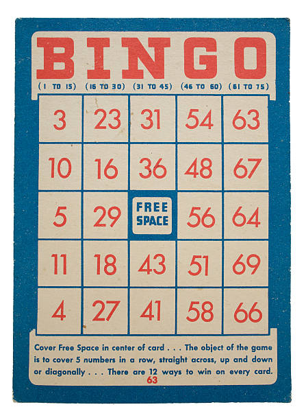 istock Red and blue vintage bingo card design on white background 173908111