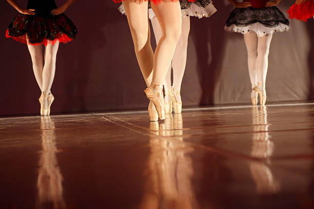 istock Legs of dancing ballerinas - ballet background 173908191