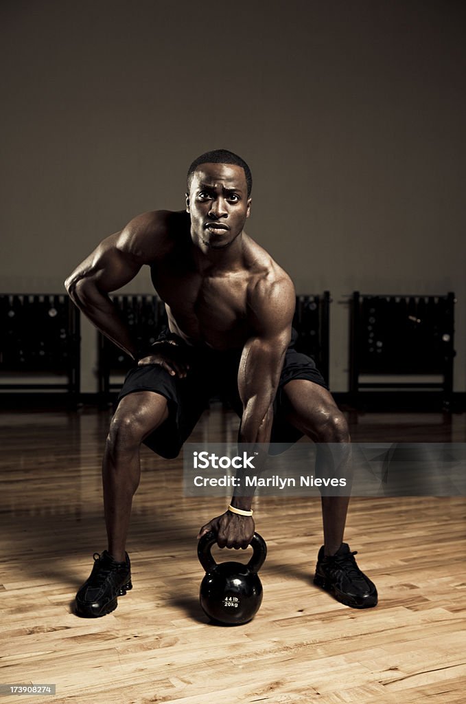 Treino kettlebell - Royalty-free Afro-americano Foto de stock