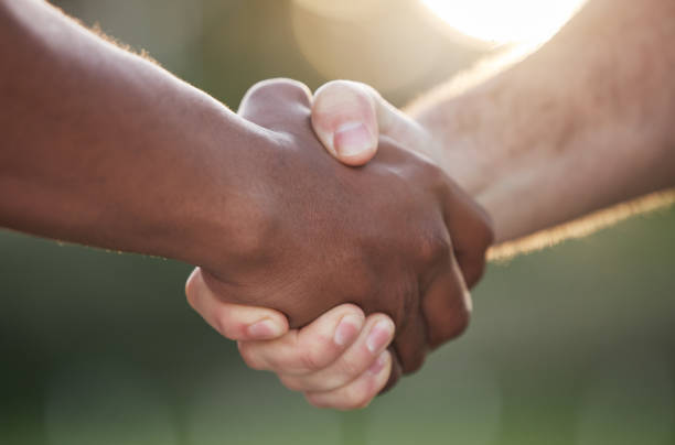istock Handshake, partnership and trust, support and solidarity with congratulations or thank you. Introduction, success and team of people shaking hands, welcome in community with collaboration in meeting 1739086709
