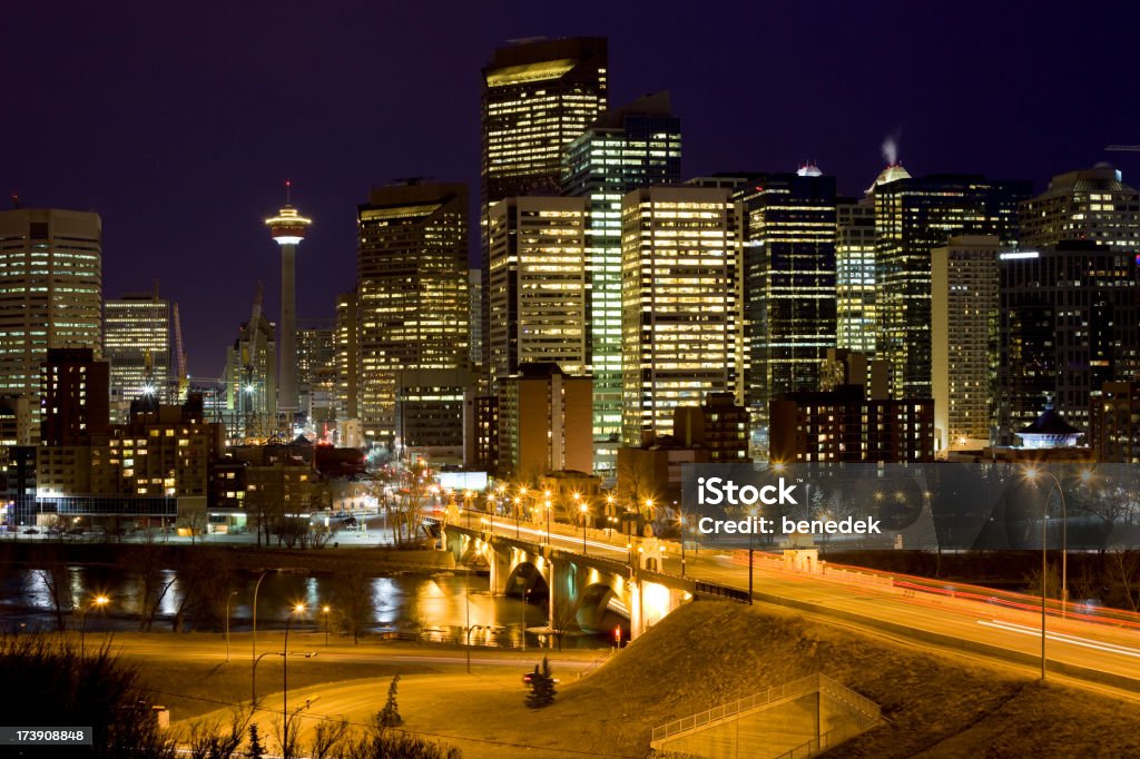 Nuit de ville de Calgary - Photo de Alberta libre de droits