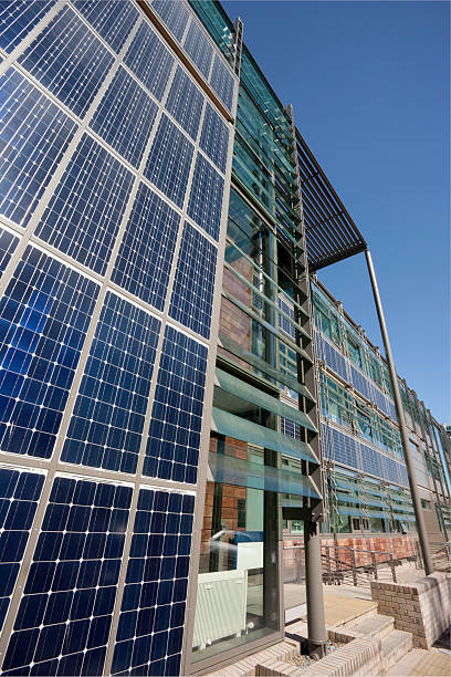 Solar panelled office stock photo