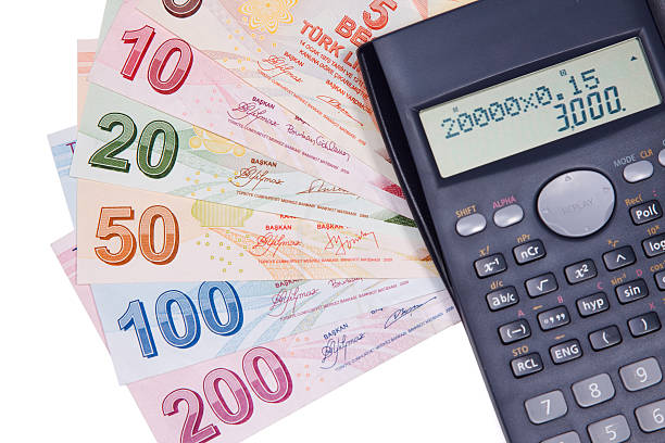 istock Turkish currency and scientific calculator 173909079