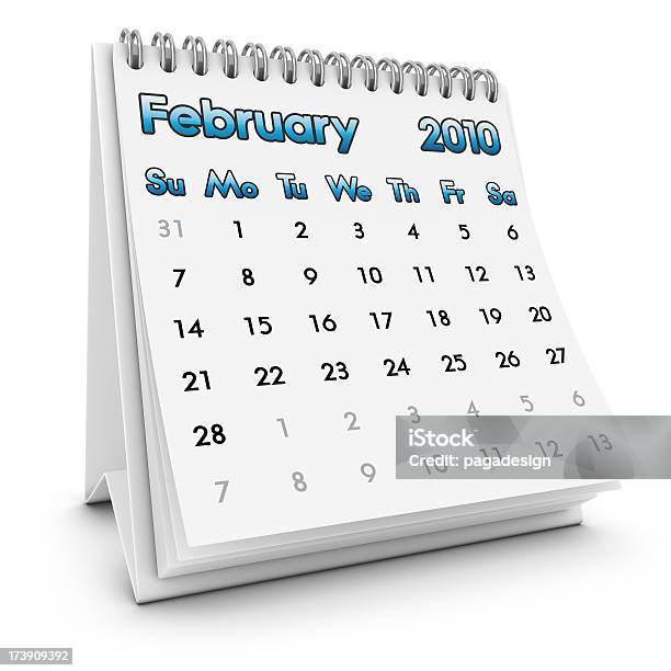 Desktopkalender Februar 2010 Stockfoto und mehr Bilder von Aktenordner - Aktenordner, Blau, Büro