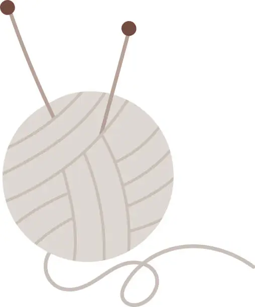 Vector illustration of Treads Ball With Knitting Needles