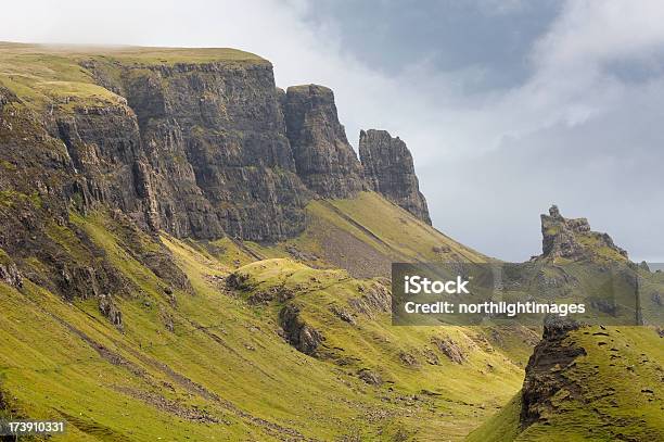 Quiraing Na Ilha De Skye - Fotografias de stock e mais imagens de Afloramento - Afloramento, Ao Ar Livre, Céu dramático