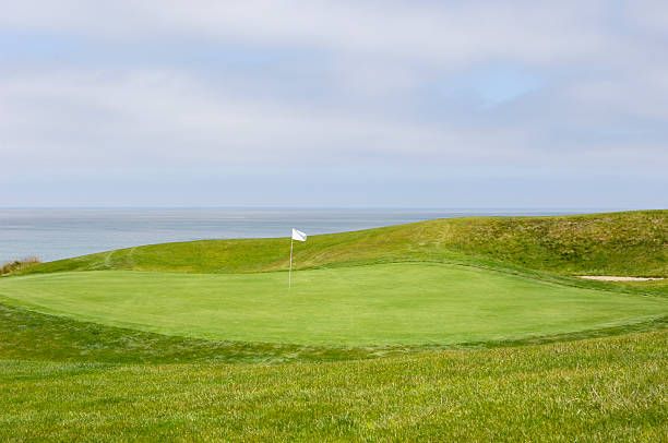 istock Putting Green with Ocean and Cloudy Sky in Background 173910692