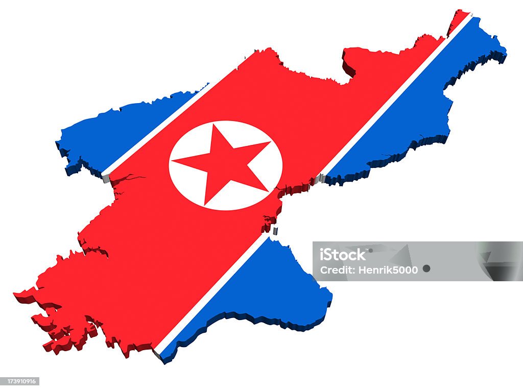 La Corée du Nord carte, isolé sur blanc avec un Tracé de détourage - Photo de Blanc libre de droits
