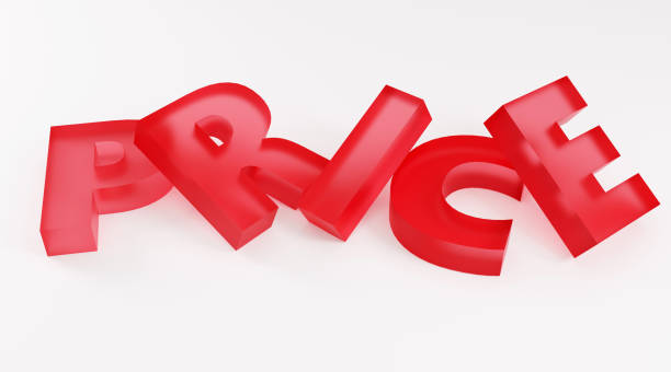 istock Luxury red glass inscription price on grey podium, soft light, smooth background, 3d rendering 1739109374