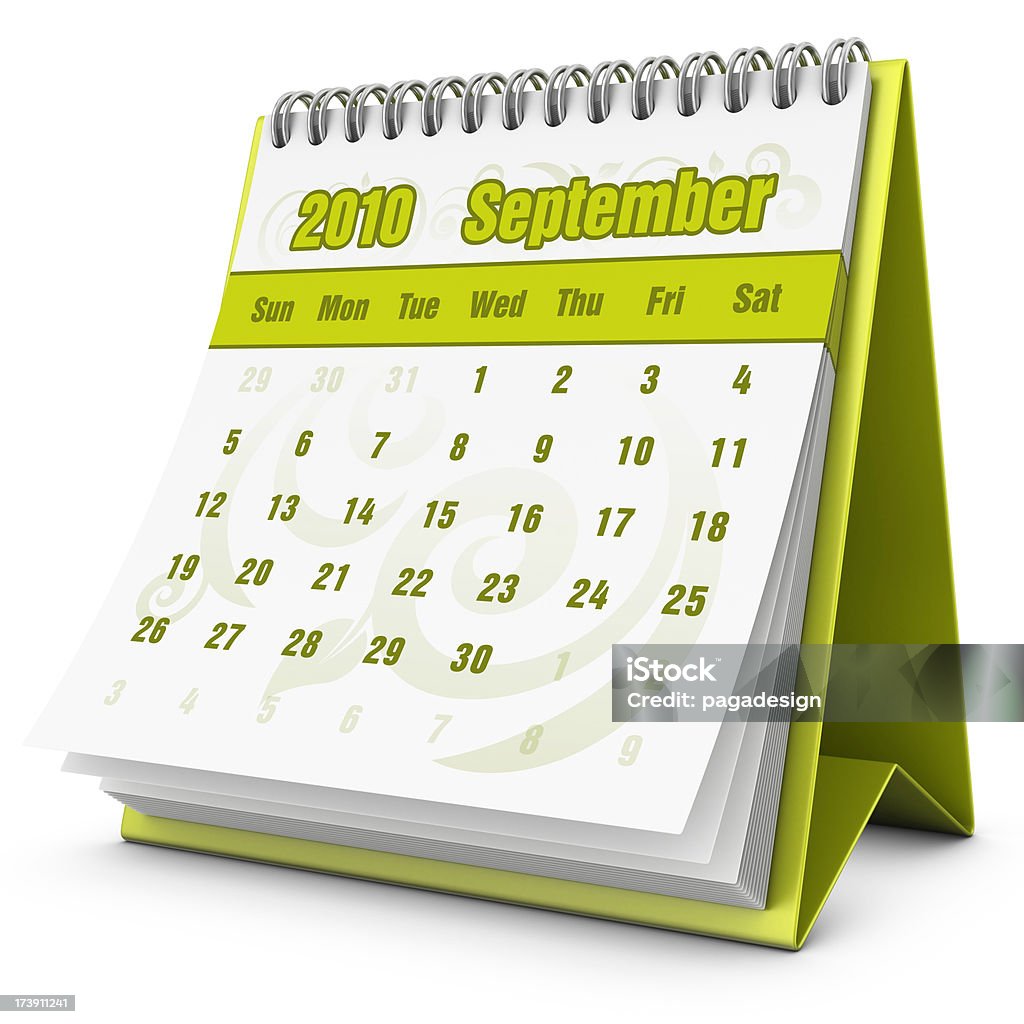 eco calendrier septembre 2010 - Photo de Blanc libre de droits