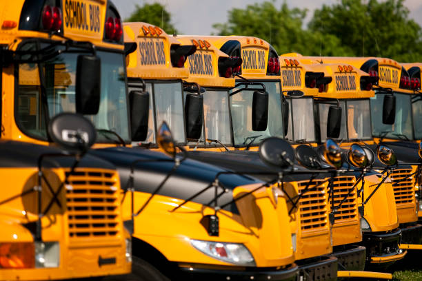 istock Yellow school bus waiting for students 173911526