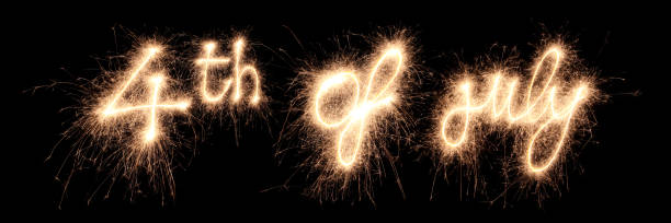 4th of july sparkling on a black background.