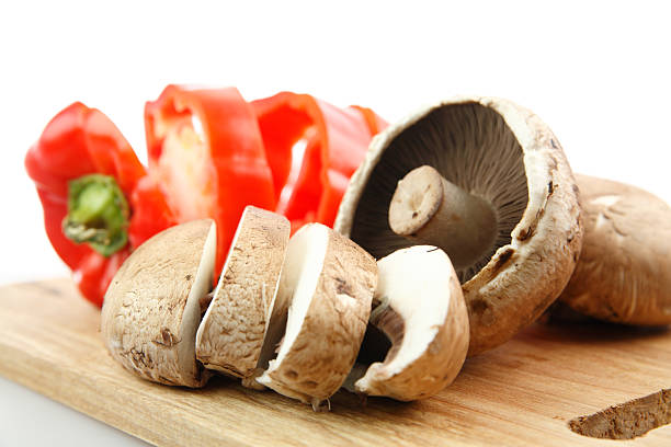 Portabello mushroom and red bell pepper