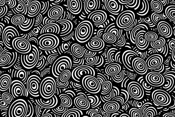 istock Abstract Background of Black and White Ovals - Op Art - Complex 1739117968