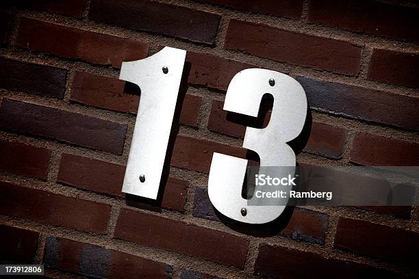 Number 13 Stock Photo - Download Image Now - House Address, Plate, Brick