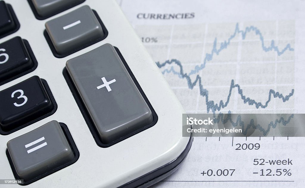 Finance Global economical crises. Changing currencies. Analyzing Stock Photo