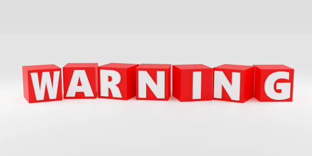 istock 3d render sign warning on red cubes and light background. Simple minimalism concept. 1739135812