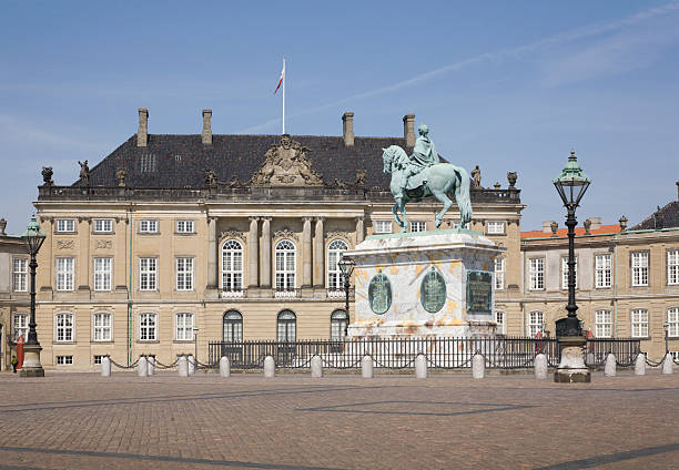 Copenhagen, Denmark - January 5, 2011: Frederick Eighth Palace in Amalienborg in winter. Amalienborg is a Royal Palace in Copenhagen, Denmark. It consists of four identical palaces around a courtyard