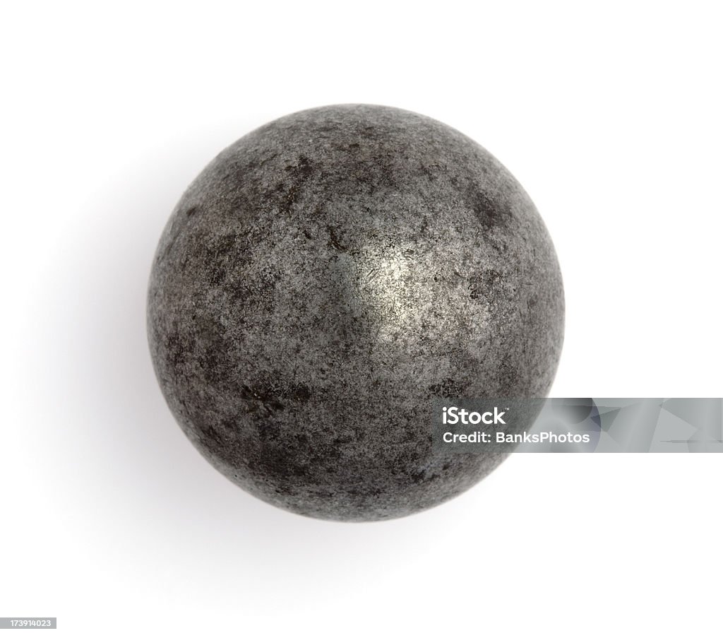 Old Steel Ball Bearing or Steely Marble Worn steel ball bearing isolated on a white background. Would also work as a steely marble. Sphere Stock Photo