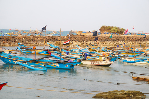 Traditional fishing boats on the coast of Indonesia