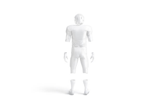 istock Blank white american football uniform mockup, back view 1739146577
