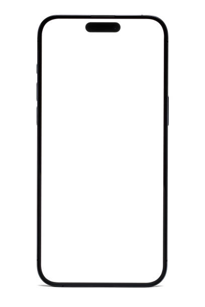 Modern smart phone, isolated on white. Modern smart phone with 6.7-inch display with white blank screen, isolated on white. HiRes photo taken by Canon R5. iphone stock pictures, royalty-free photos & images