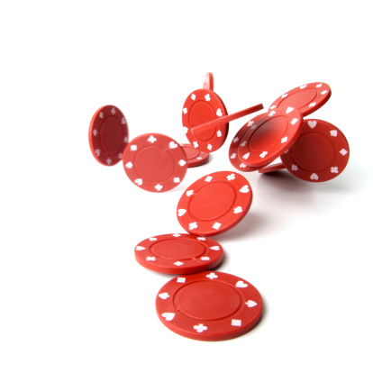 Gambling chips on white background