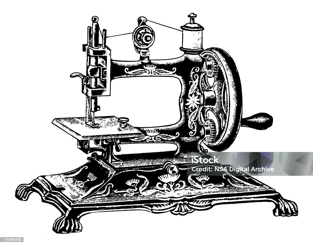 Vintage Clip arte e ilustrações/Antiguidade Máquina de Costura - Royalty-free Gravação Ilustração de stock