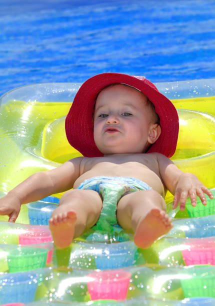istock Baby girl at pool 173915684