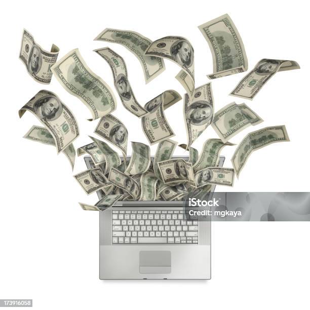 Cash Flow With Computer Stock Photo - Download Image Now - Computer, Pennies from Heaven, Abundance