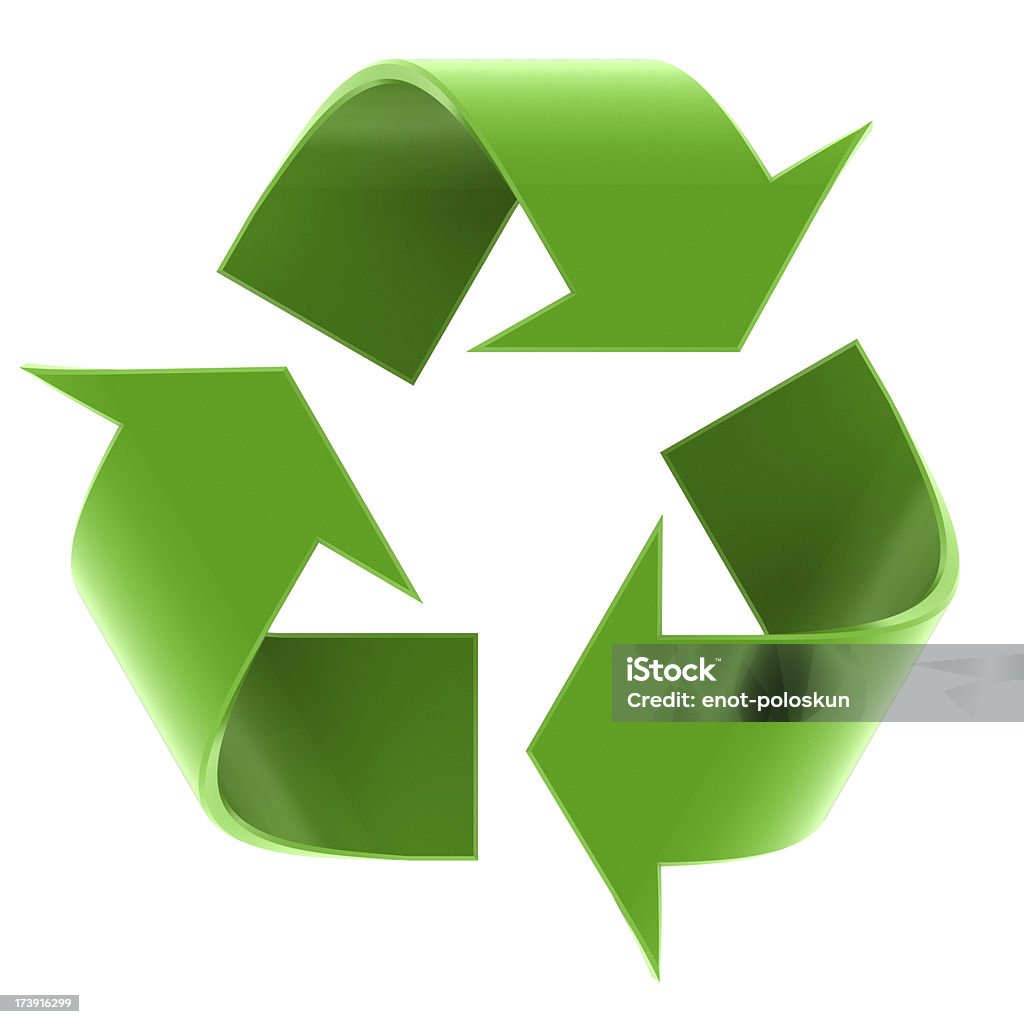 recycling symbol 3d recycling symbol. Isolated on white background Recycling Symbol Stock Photo