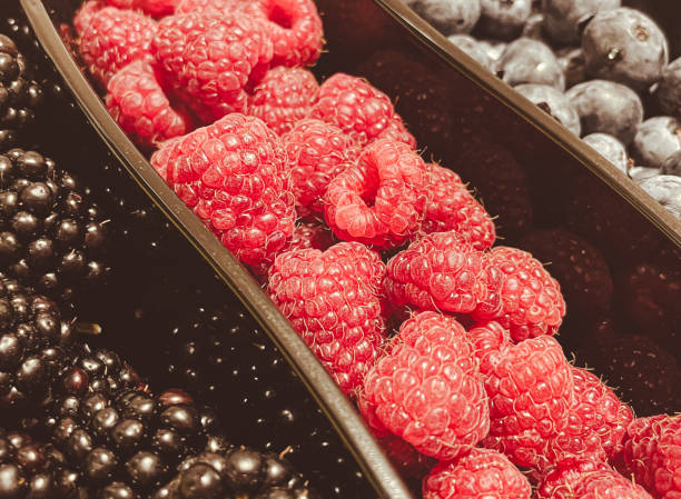 Fresh raspberries, blueberries and blackberries