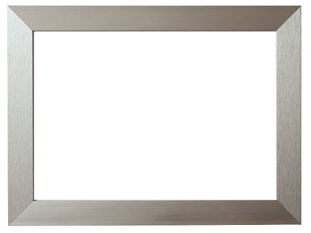 Silver metal picture frame against white background An empty metal frame isolated on white stainless steel photos stock pictures, royalty-free photos & images