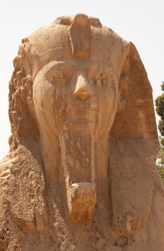 alabaster sphinx, Egyptian statue, Sakkara
