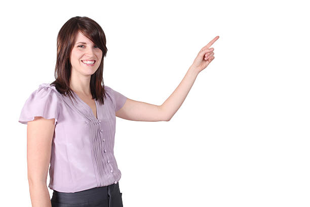 istock Woman in business attire pointing 173917216