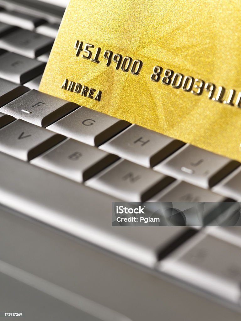 Crédito para compras on-line de cartão de falsa simulação (para cima - Royalty-free Banco Eletrónico Foto de stock