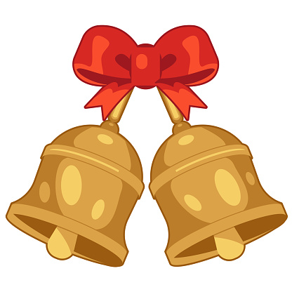 Bells, Symbol of celebration.  Perfect for adding a touch of Christmas spirit to graphics, cards, websites, and apps. Vector icon illustration template