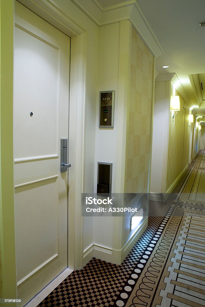 Hotel Room Hotel room door with privacy sign. Carpet - Decor Stock Photo